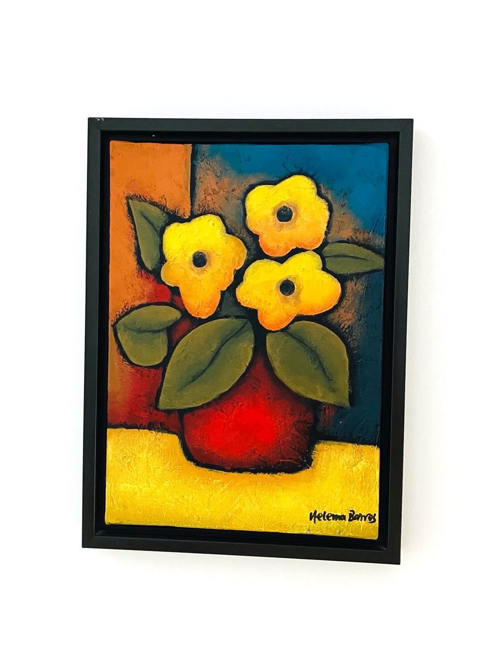 Helena Barros Original Oil Painting Painting Signed Vintage Framed Flower Art